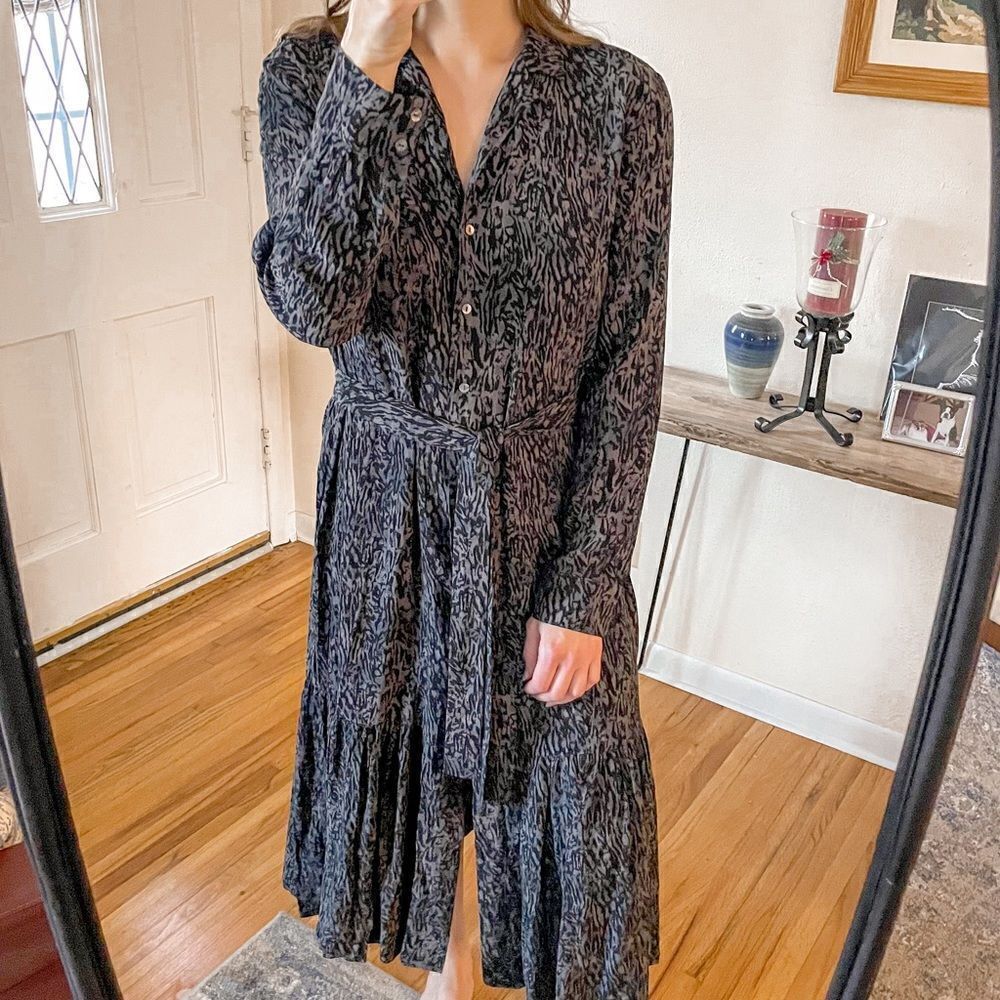 Rails Beatrice Midi Dress in Charcoal Abstract Animal L - Picture 4 of 9